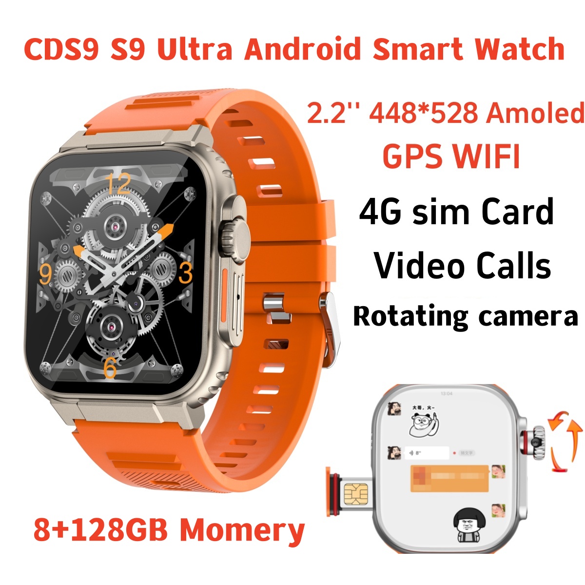 Smartwatch Id - オリジナルS10スマートウォッチ 4G/5Gネットワーク SIMカード対応 Androidシステム 180 °