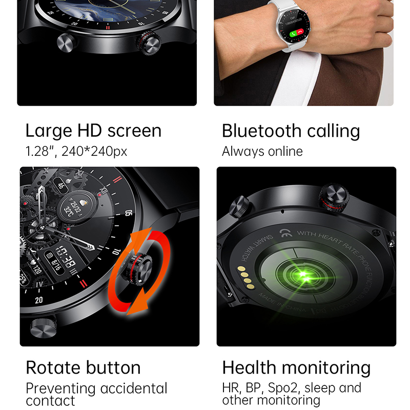 ECG+PPG ブルートゥース通話スマートウォッチ メンズ  - Smartwatch Custom のレビューと価格