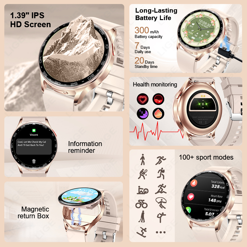 LIGE 2 で 1 TWS ヘッドセットスマートウォッチ  - Smartwatch Headset のレビューと価格