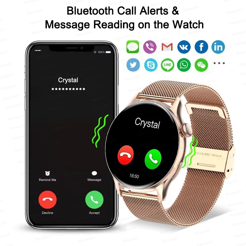 女性スマートウォッチ NFC AMOLED スクリーン血中酸 - Smartwatch Instagram のレビューと価格