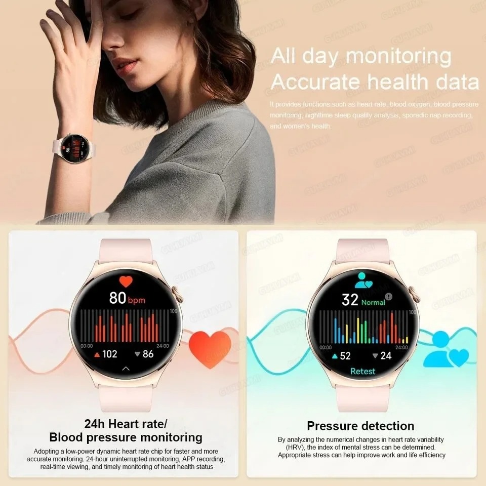 女性スマートウォッチ NFC AMOLED スクリーン血中酸 - Smartwatch Instagram のレビューと価格