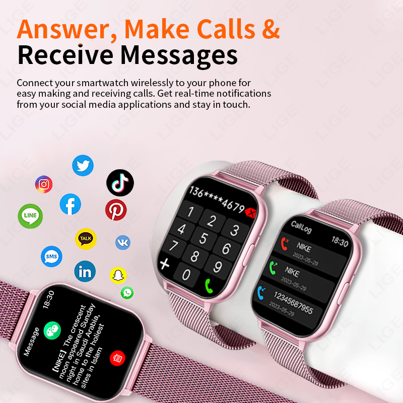 LIGEファッションスポーツスマートウォッチBluetoot - Smartwatch Instagram のレビューと価格